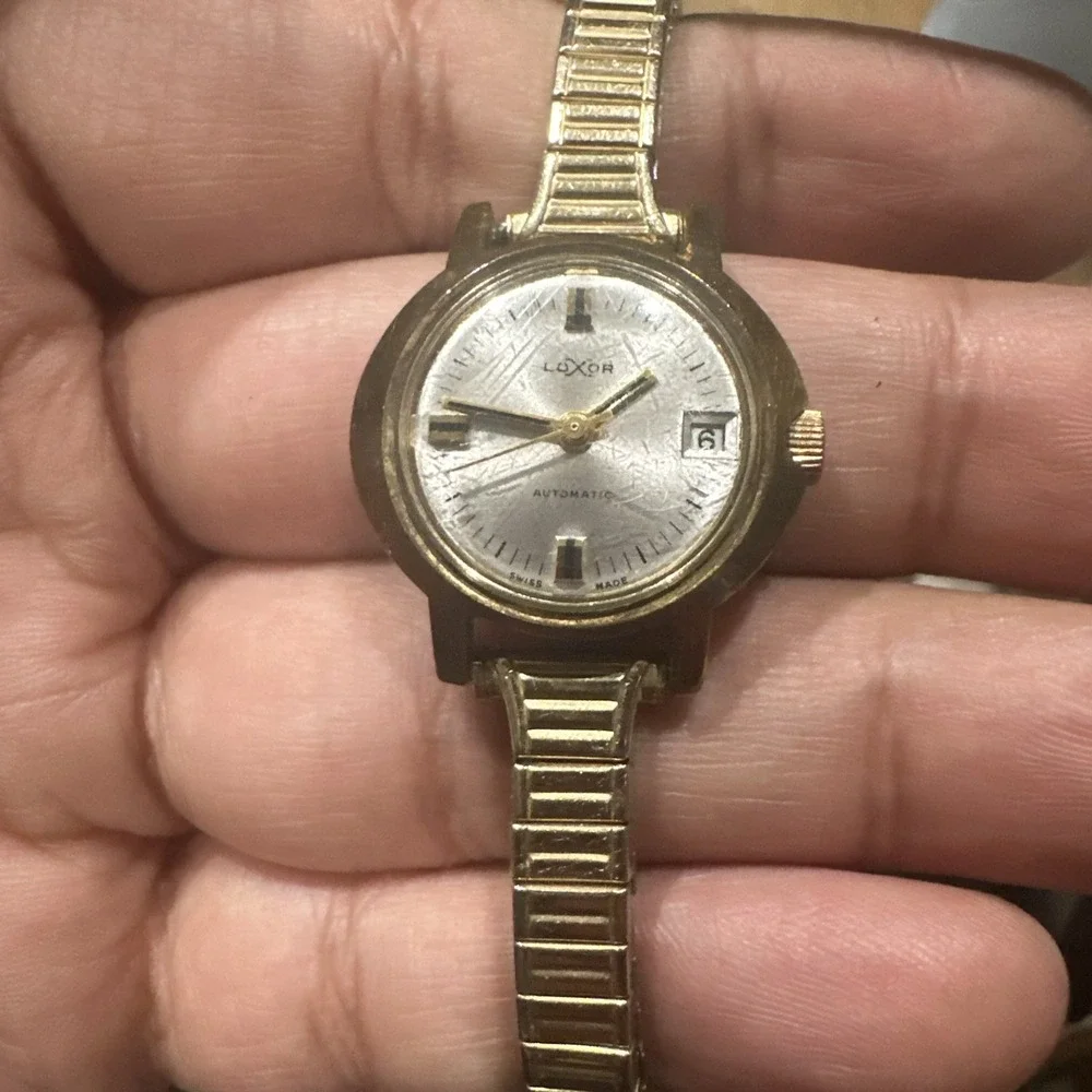 Working‎ Vintage Luxor Automatic Gold Tone Women's Swiss watch 24MM Rare Fit 7in